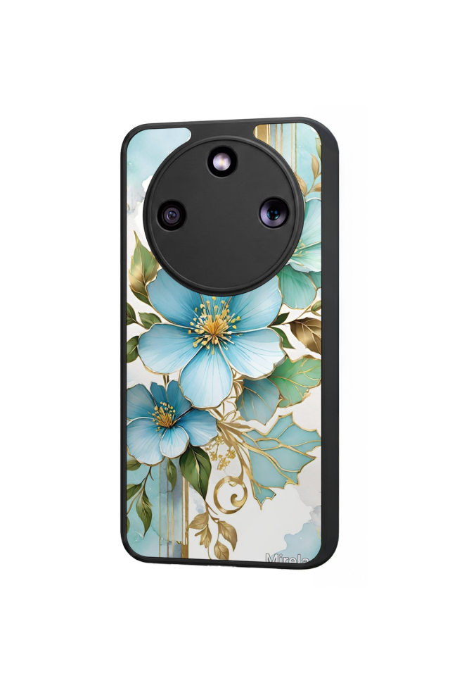 Honor Magic 8 Lite Uyumlu Yaldizli Cicek Tasarımlı Glossy Premium Kılıf