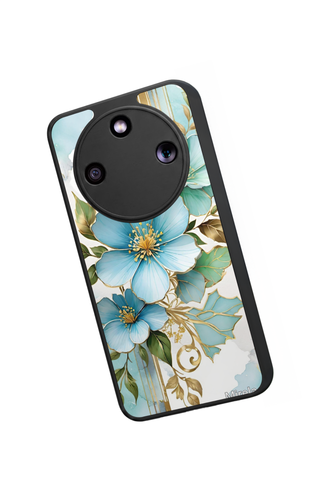 Honor Magic 8 Lite Uyumlu Yaldizli Cicek Tasarımlı Glossy Premium Kılıf