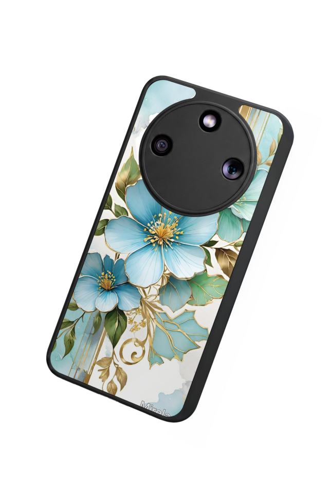 Honor Magic 8 Lite Uyumlu Yaldizli Cicek Tasarımlı Glossy Premium Kılıf