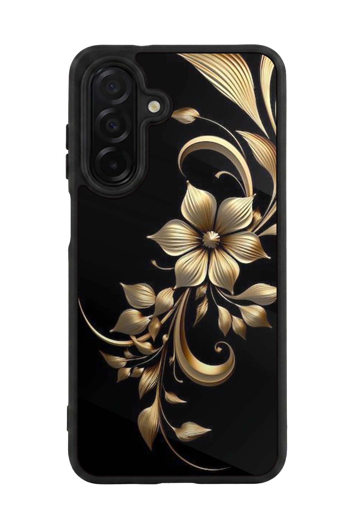 Samsung Galaxy A36 Uyumlu Yaldizli Cicek Tasarımlı Glossy Premium Kılıf