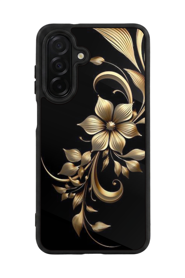Samsung Galaxy A36 Uyumlu Yaldizli Cicek Tasarımlı Glossy Premium Kılıf