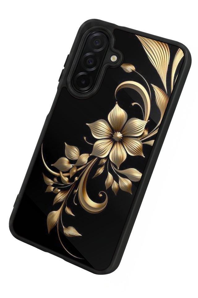 Samsung Galaxy A36 Uyumlu Yaldizli Cicek Tasarımlı Glossy Premium Kılıf