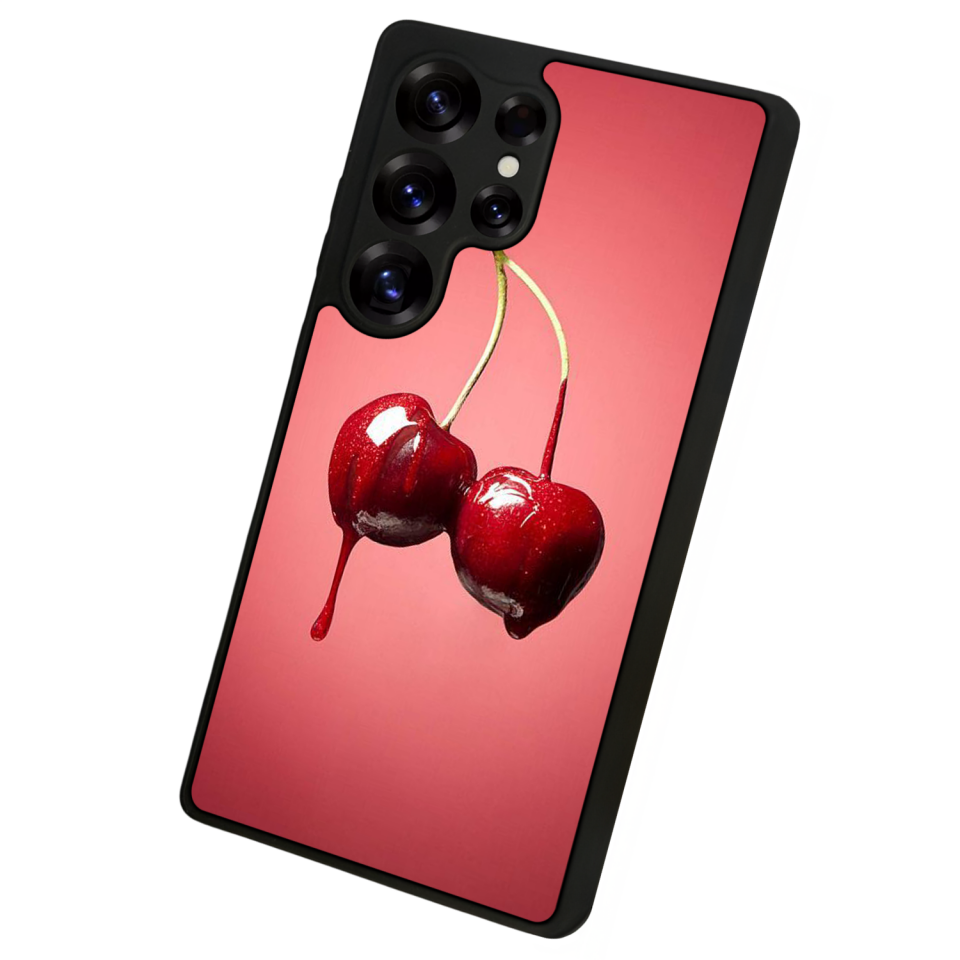 Samsung Galaxy S25 Ultra Uyumlu Kiraz Tasarımlı Glossy Premium Kılıf