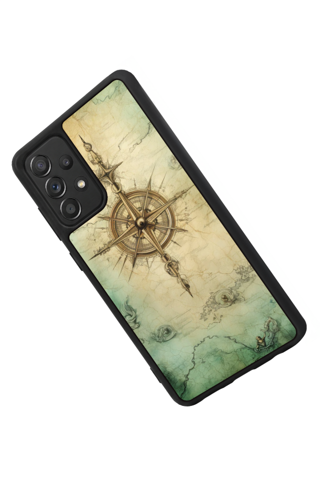 Samsung Galaxy A72 Uyumlu Pusula Tasarımlı Glossy Premium Kılıf