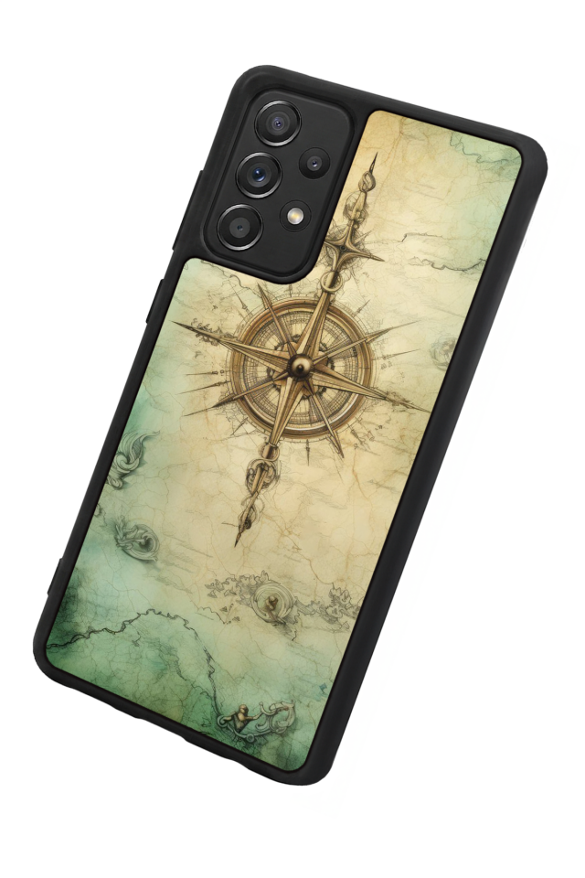 Samsung Galaxy A72 Uyumlu Pusula Tasarımlı Glossy Premium Kılıf