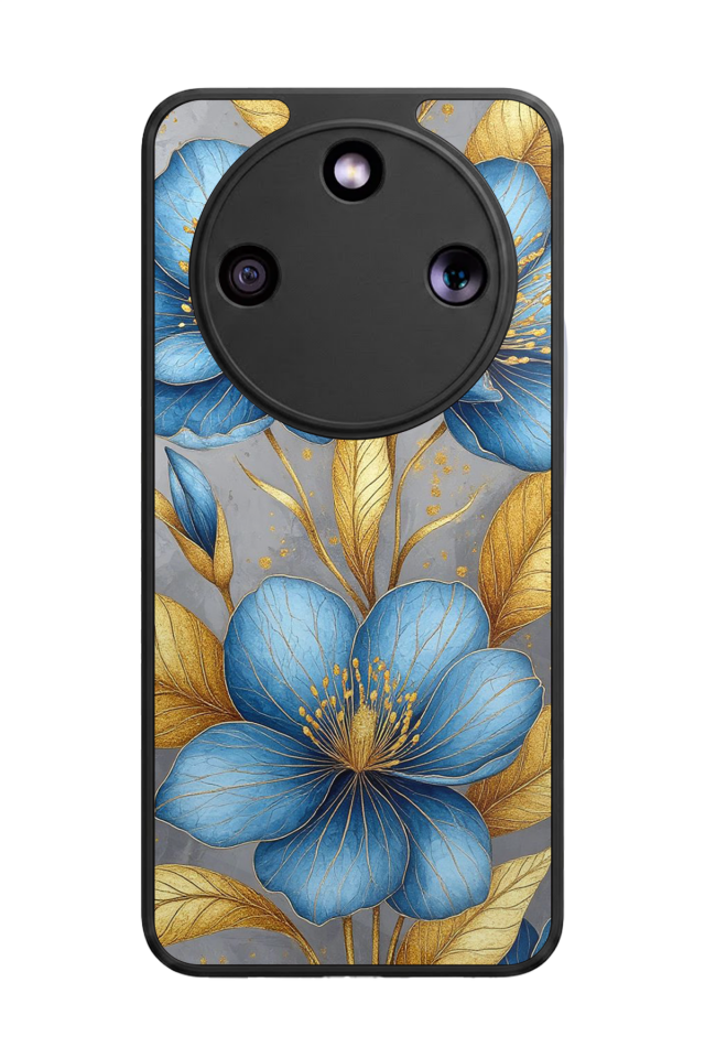 Honor Magic 8 Lite Uyumlu Yaldizli Cicek Tasarımlı Glossy Premium Kılıf
