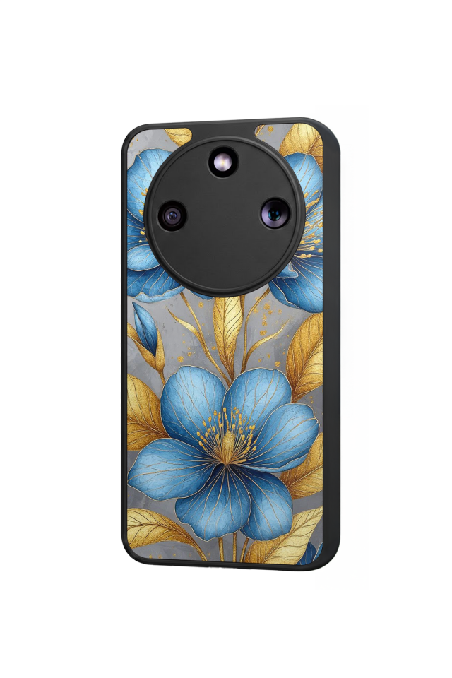 Honor Magic 8 Lite Uyumlu Yaldizli Cicek Tasarımlı Glossy Premium Kılıf
