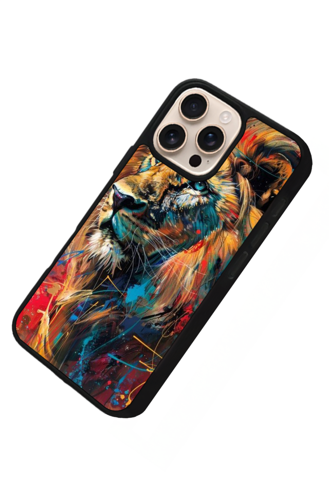iPhone 14 Pro Uyumlu Aslan Tasarımlı Glossy Premium Kılıf