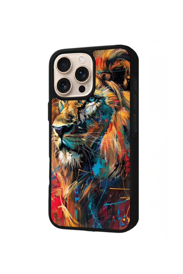 iPhone 14 Pro Uyumlu Aslan Tasarımlı Glossy Premium Kılıf