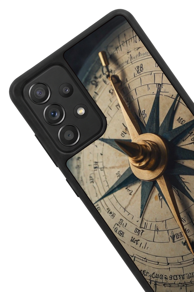 Samsung Galaxy A72 Uyumlu Pusula Tasarımlı Glossy Premium Kılıf