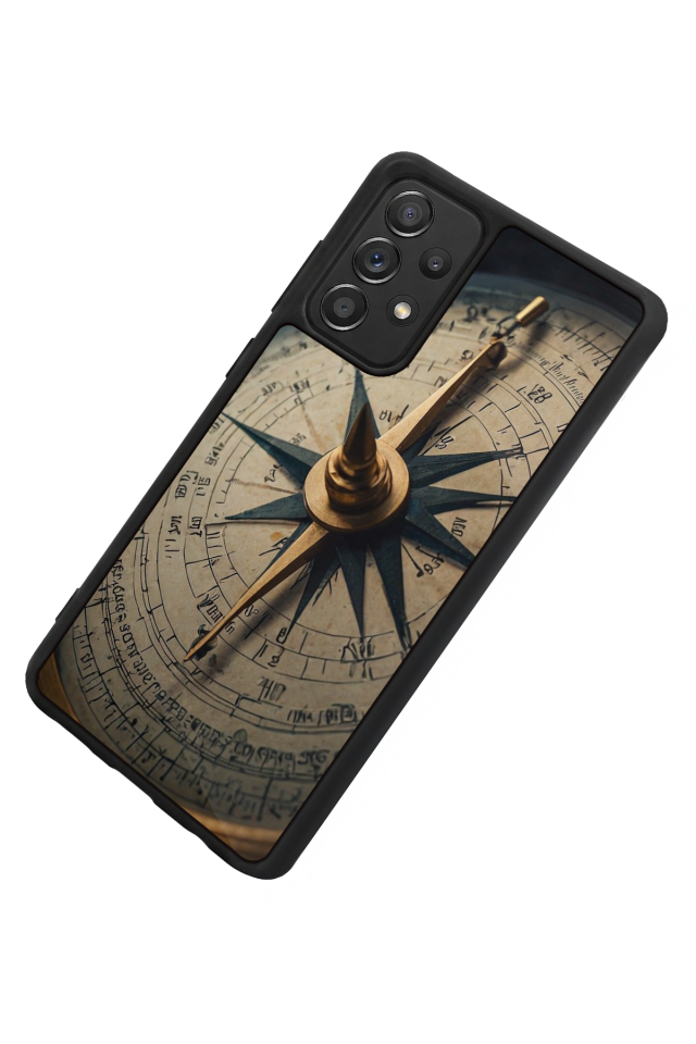 Samsung Galaxy A72 Uyumlu Pusula Tasarımlı Glossy Premium Kılıf