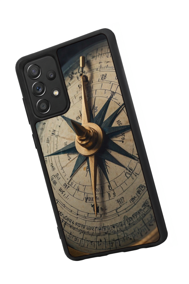 Samsung Galaxy A72 Uyumlu Pusula Tasarımlı Glossy Premium Kılıf
