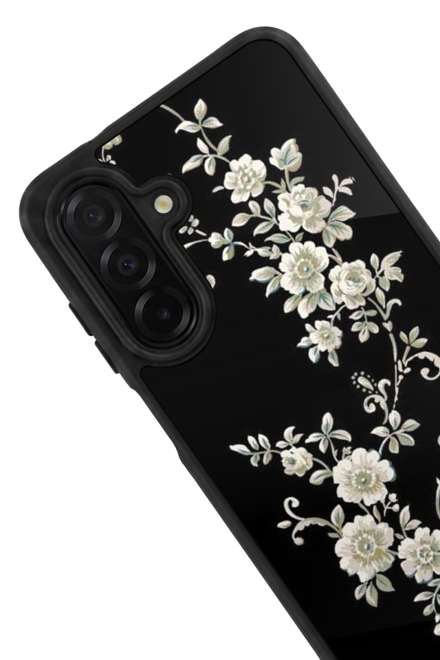 Samsung Galaxy A36 Uyumlu Yaldizli Cicek Tasarımlı Glossy Premium Kılıf
