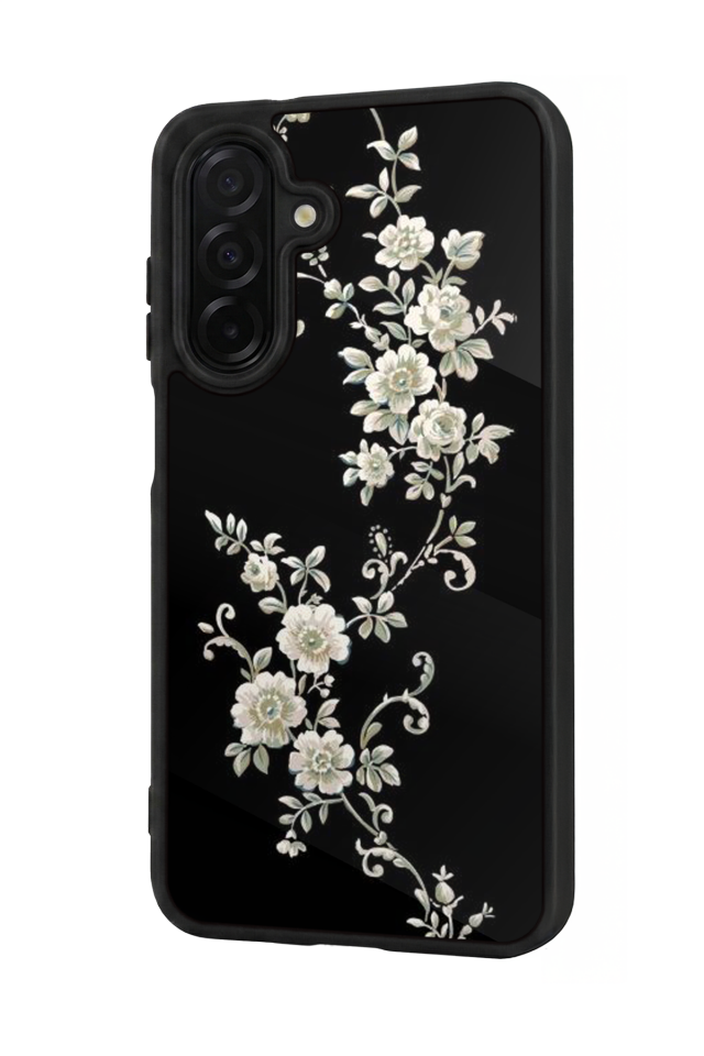 Samsung Galaxy A36 Uyumlu Yaldizli Cicek Tasarımlı Glossy Premium Kılıf