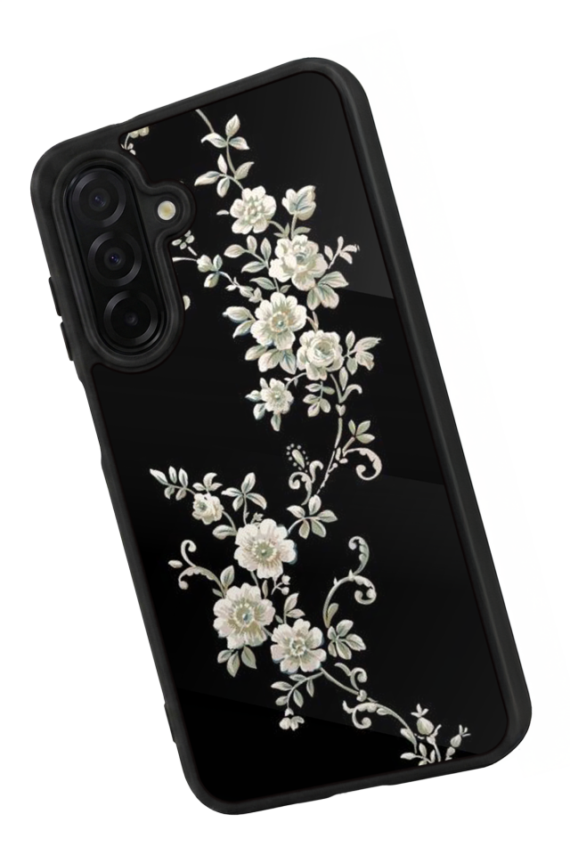 Samsung Galaxy A36 Uyumlu Yaldizli Cicek Tasarımlı Glossy Premium Kılıf