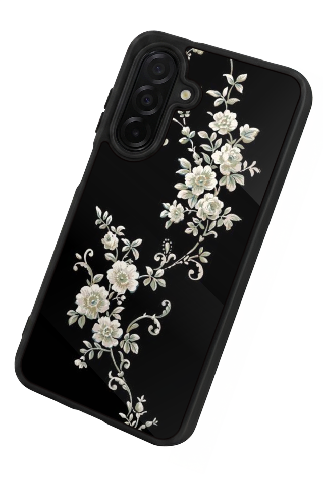 Samsung Galaxy A36 Uyumlu Yaldizli Cicek Tasarımlı Glossy Premium Kılıf