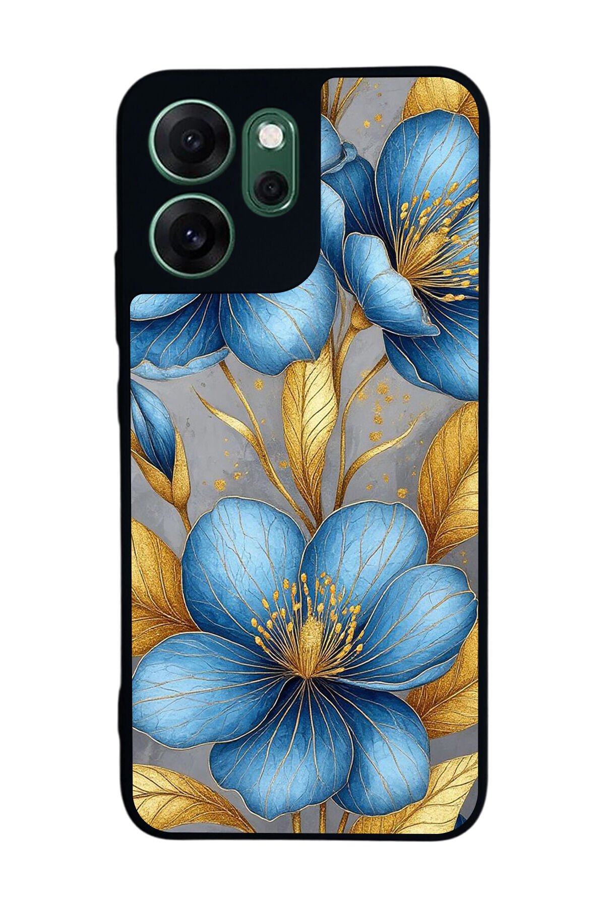 Oppo Reno 14F Uyumlu Yaldizli Cicek Tasarımlı Glossy Premium Kılıf