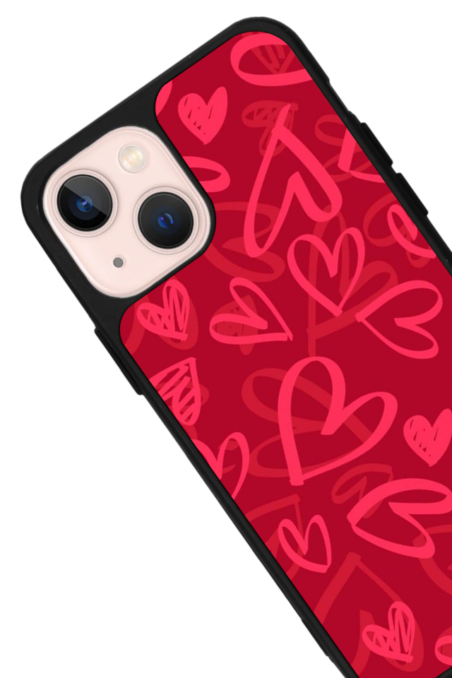 iPhone 14 Plus Uyumlu Kalp Love Tasarımlı Glossy Premium Kılıf