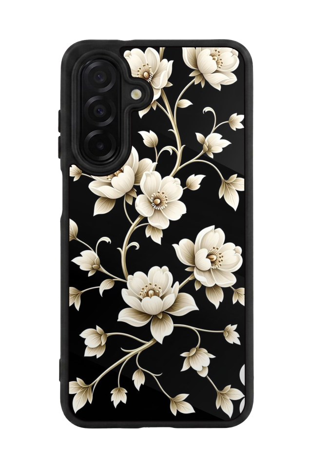 Samsung Galaxy A36 Uyumlu Yaldizli Cicek Tasarımlı Glossy Premium Kılıf