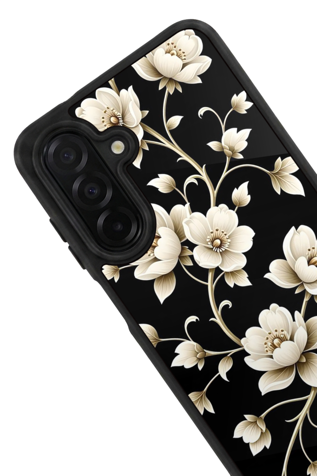 Samsung Galaxy A36 Uyumlu Yaldizli Cicek Tasarımlı Glossy Premium Kılıf