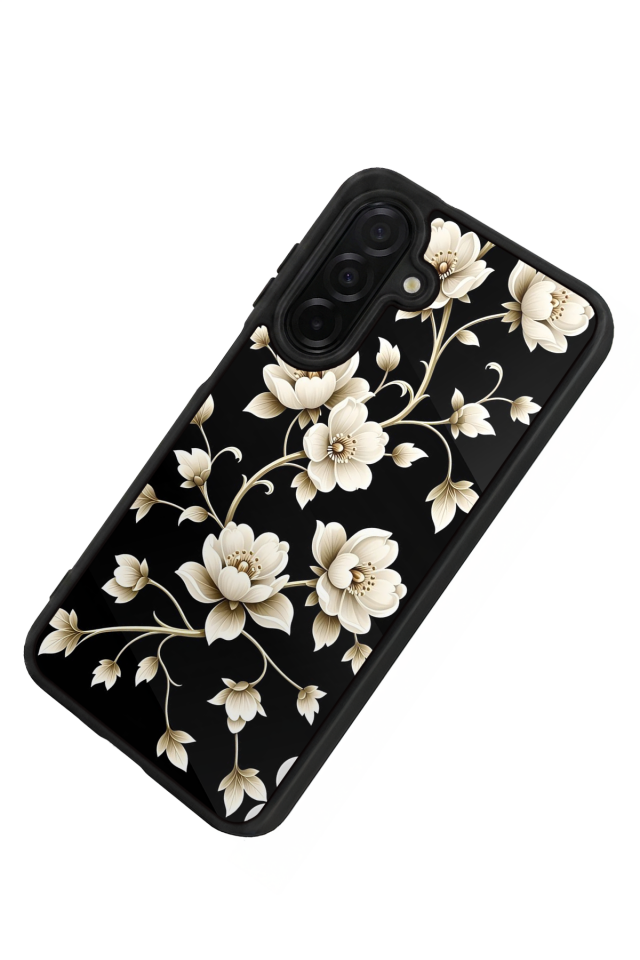 Samsung Galaxy A36 Uyumlu Yaldizli Cicek Tasarımlı Glossy Premium Kılıf