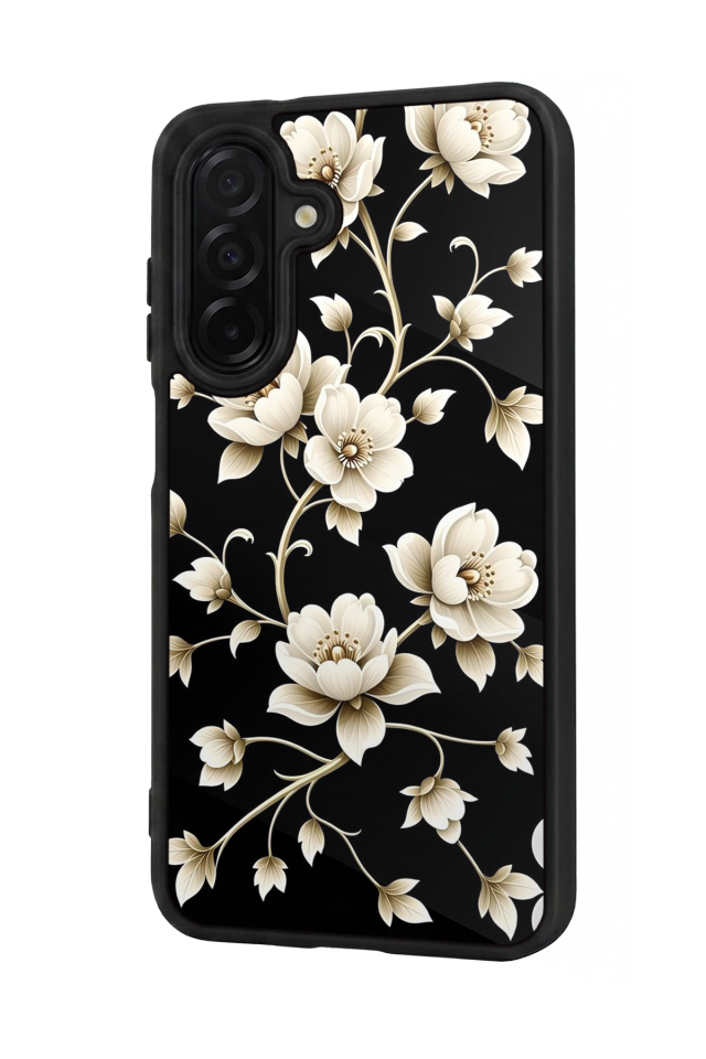 Samsung Galaxy A36 Uyumlu Yaldizli Cicek Tasarımlı Glossy Premium Kılıf