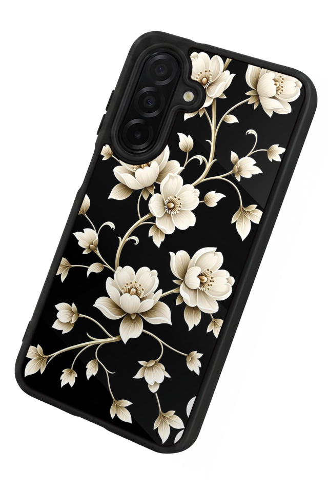 Samsung Galaxy A36 Uyumlu Yaldizli Cicek Tasarımlı Glossy Premium Kılıf