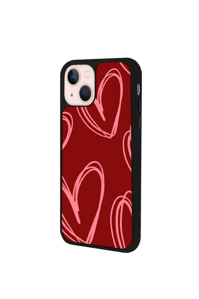 iPhone 14 Plus Uyumlu Kalp Love Tasarımlı Glossy Premium Kılıf