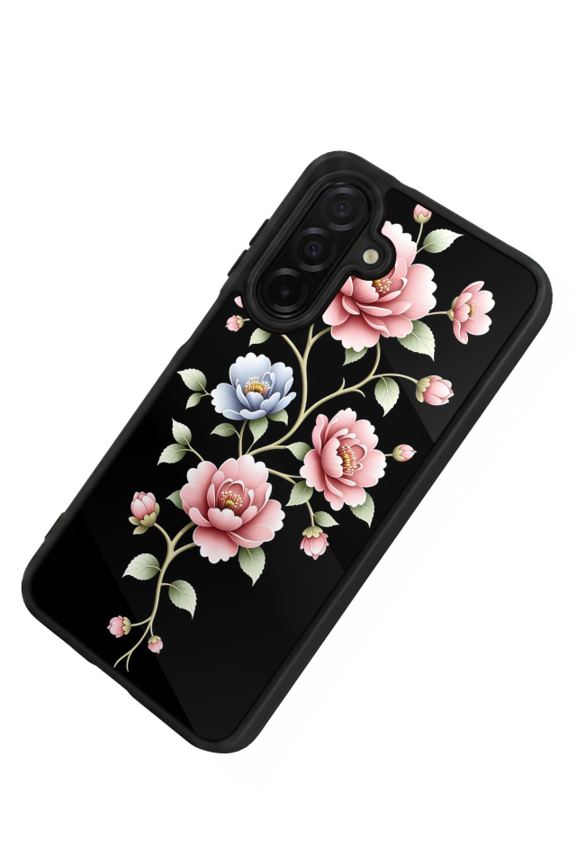 Samsung Galaxy A36 Uyumlu Yaldizli Cicek Tasarımlı Glossy Premium Kılıf