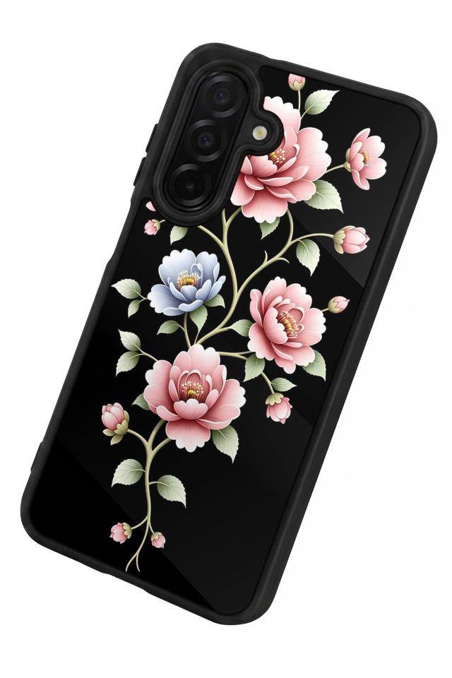 Samsung Galaxy A36 Uyumlu Yaldizli Cicek Tasarımlı Glossy Premium Kılıf