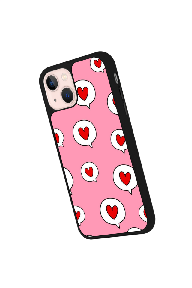 iPhone 14 Plus Uyumlu Kalp Love Tasarımlı Glossy Premium Kılıf