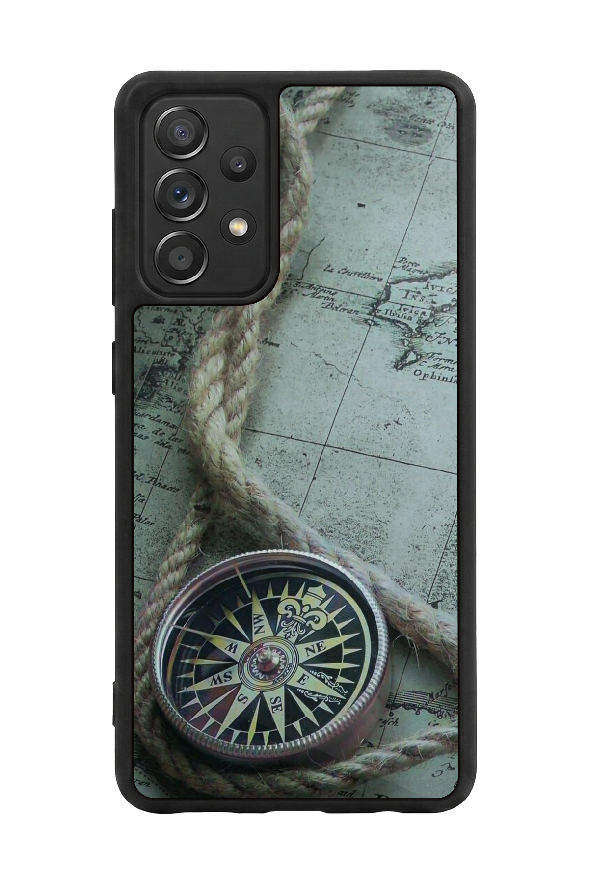 Samsung Galaxy A72 Uyumlu Pusula Tasarımlı Glossy Premium Kılıf