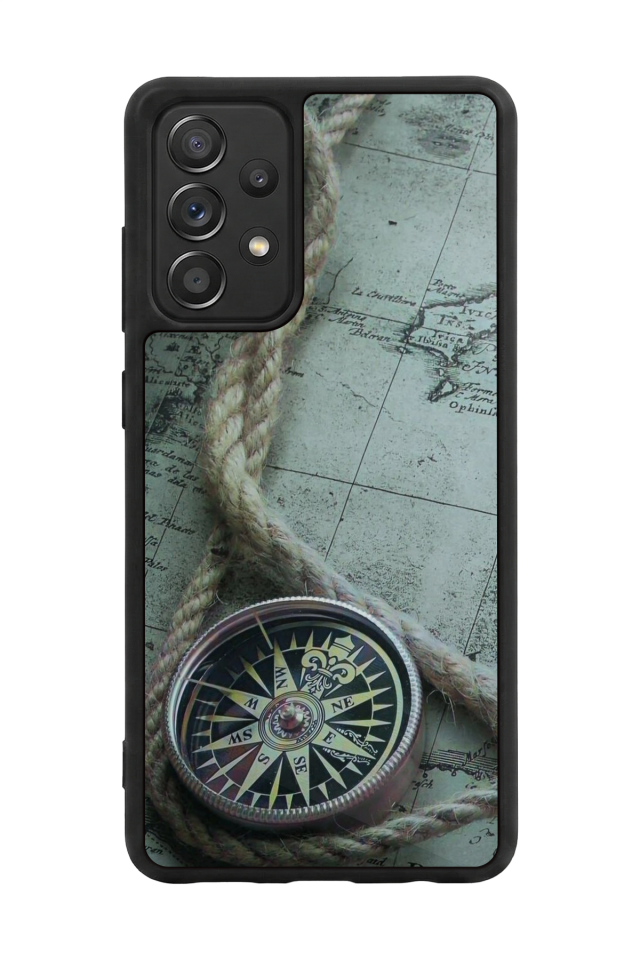 Samsung Galaxy A72 Uyumlu Pusula Tasarımlı Glossy Premium Kılıf