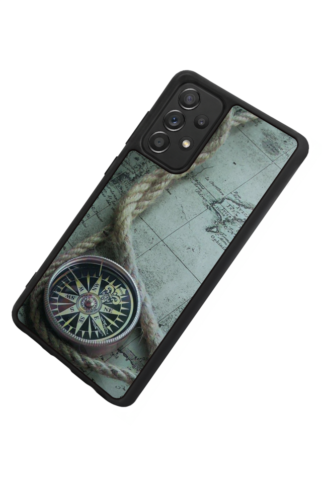 Samsung Galaxy A72 Uyumlu Pusula Tasarımlı Glossy Premium Kılıf