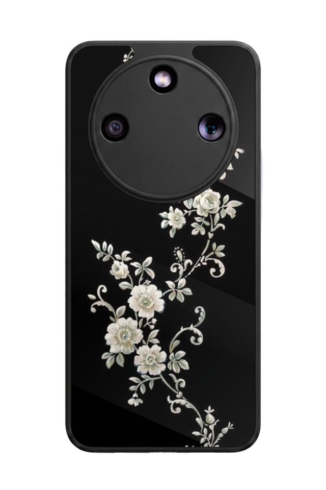 Honor Magic 8 Lite Uyumlu Yaldizli Cicek Tasarımlı Glossy Premium Kılıf