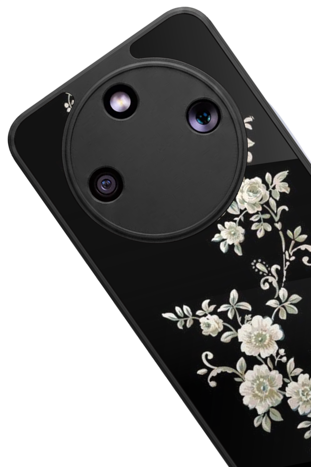 Honor Magic 8 Lite Uyumlu Yaldizli Cicek Tasarımlı Glossy Premium Kılıf