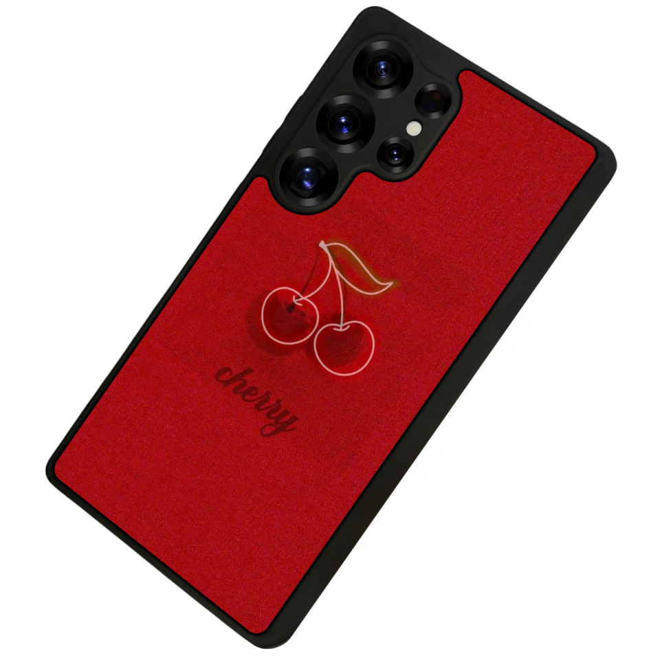 Samsung Galaxy S25 Ultra Uyumlu Kiraz Tasarımlı Glossy Premium Kılıf