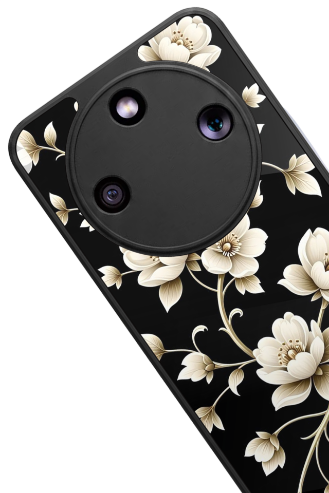 Honor Magic 8 Lite Uyumlu Yaldizli Cicek Tasarımlı Glossy Premium Kılıf