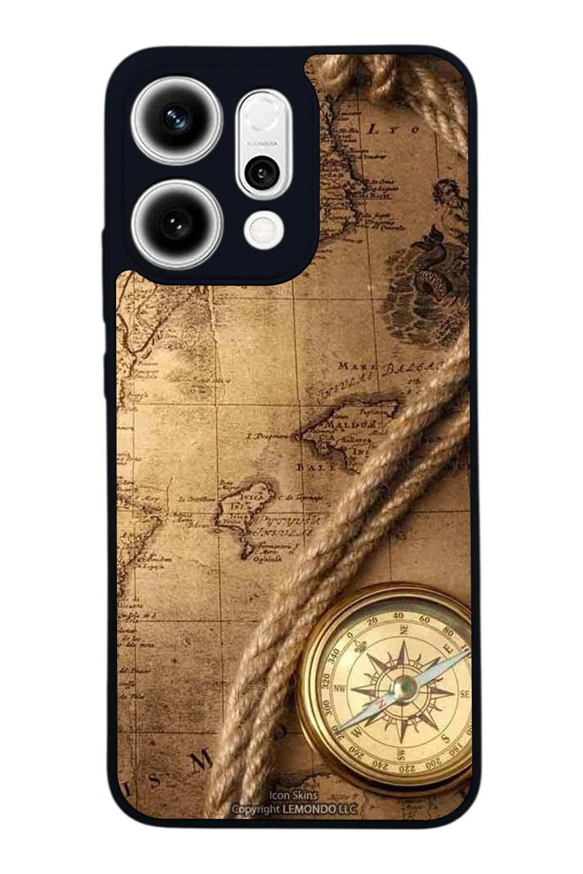 Oppo Reno 14 Uyumlu Pusula Tasarımlı Glossy Premium Kılıf