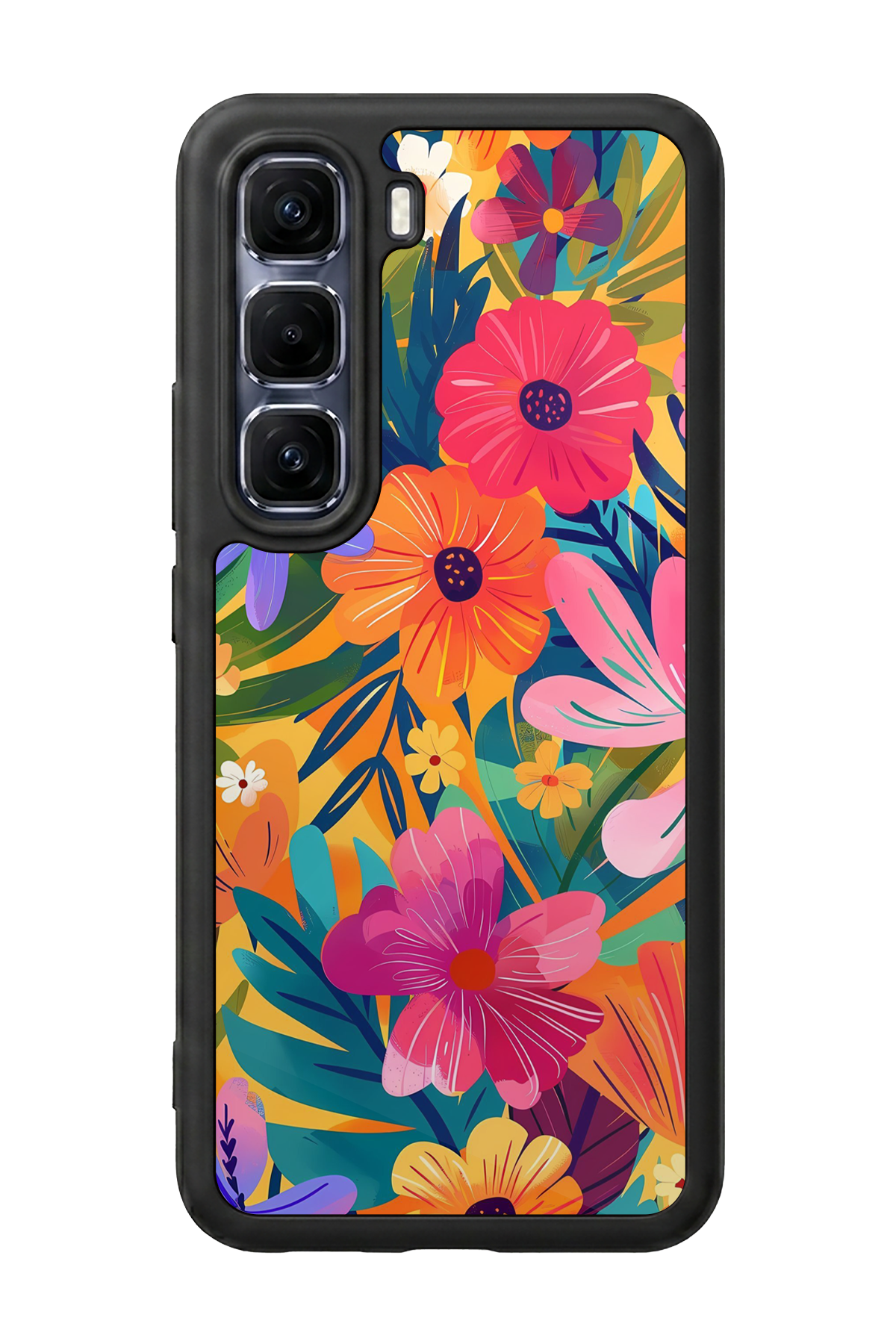 Infinix Hot 60 Pro Plus Uyumlu Floral Tasarımlı Glossy Premium Kılıf
