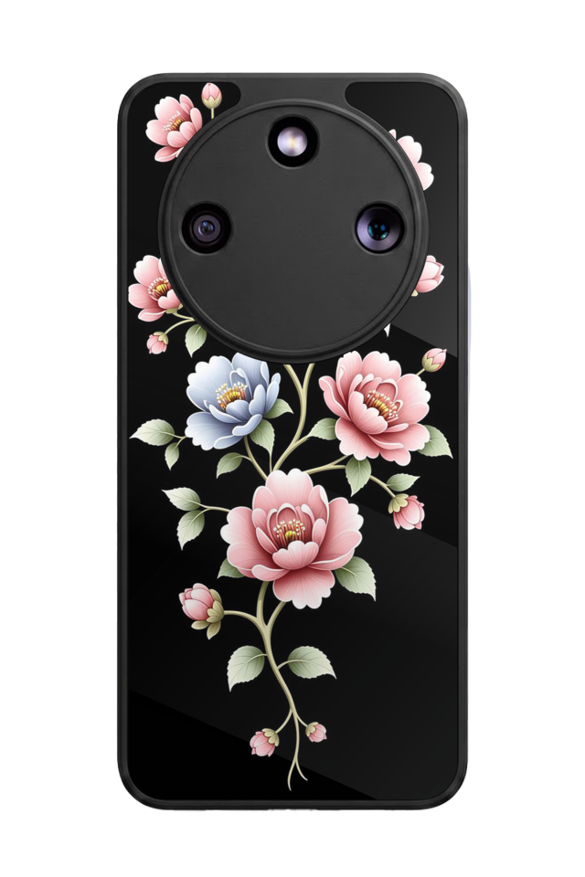 Honor Magic 8 Lite Uyumlu Yaldizli Cicek Tasarımlı Glossy Premium Kılıf