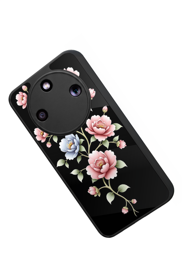 Honor Magic 8 Lite Uyumlu Yaldizli Cicek Tasarımlı Glossy Premium Kılıf