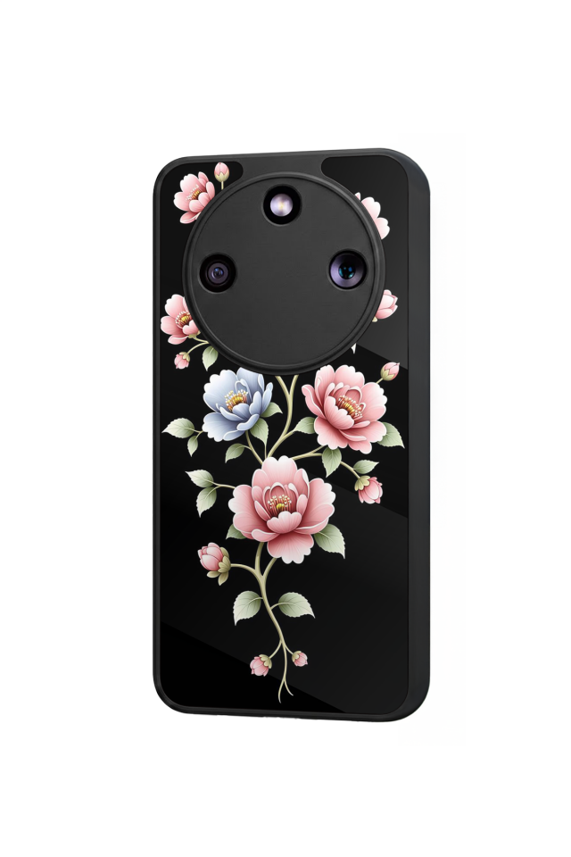 Honor Magic 8 Lite Uyumlu Yaldizli Cicek Tasarımlı Glossy Premium Kılıf