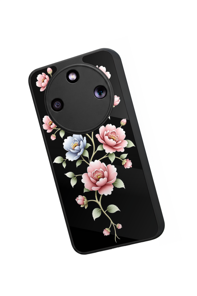Honor Magic 8 Lite Uyumlu Yaldizli Cicek Tasarımlı Glossy Premium Kılıf