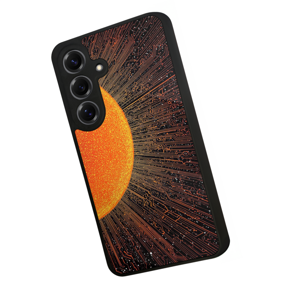 Samsung Galaxy S25 Uyumlu Güneş Tasarımlı Glossy Premium Kılıf