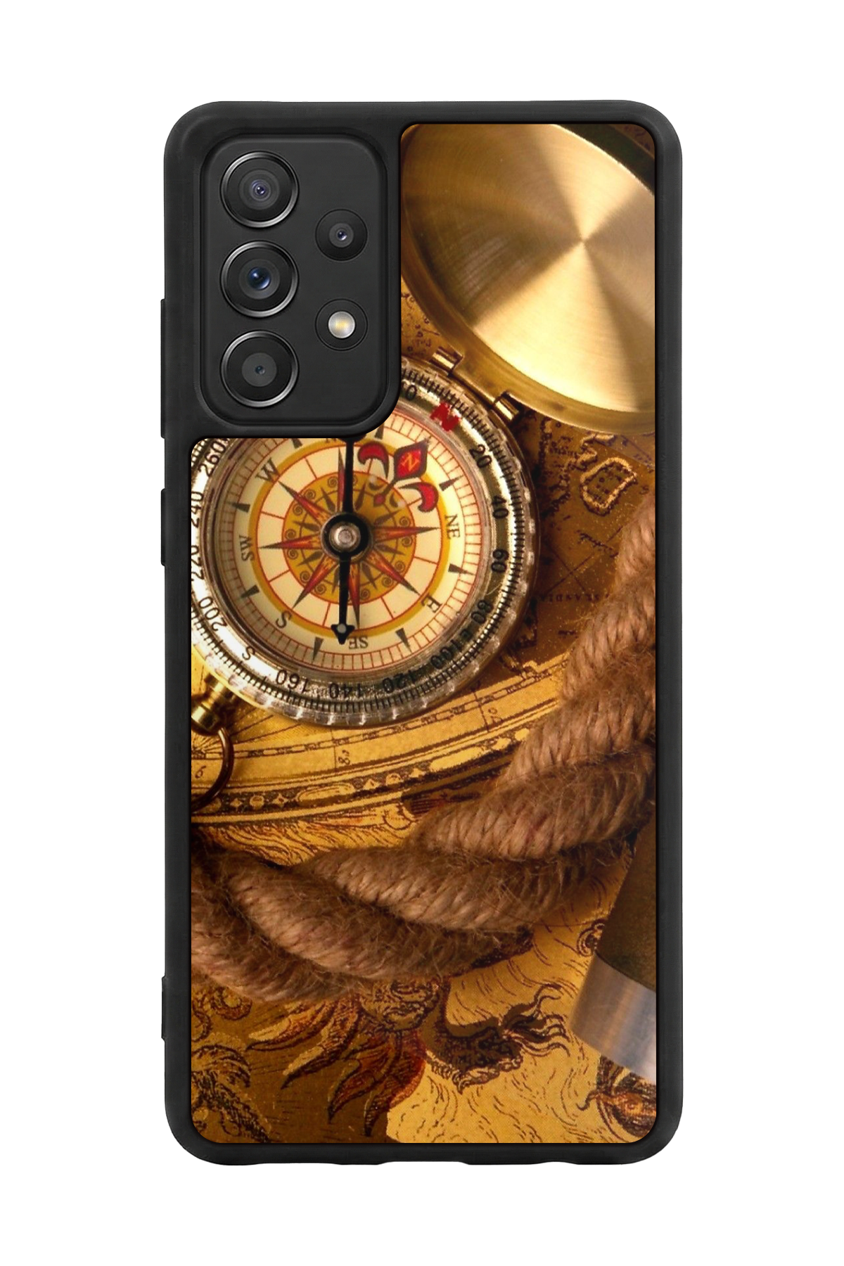 Samsung Galaxy A72 Uyumlu Pusula Tasarımlı Glossy Premium Kılıf