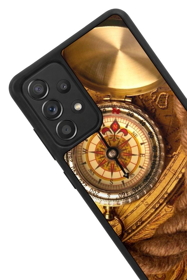 Samsung Galaxy A72 Uyumlu Pusula Tasarımlı Glossy Premium Kılıf