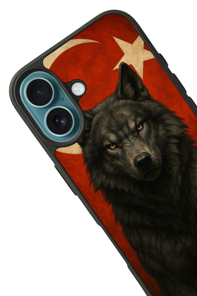iPhone 16 Plus Uyumlu Bozkurt Tasarımlı Glossy Premium Kılıf