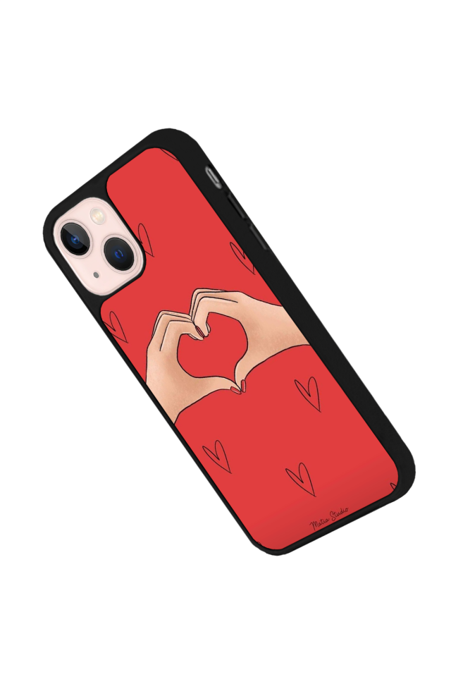 iPhone 14 Plus Uyumlu Kalp Love Tasarımlı Glossy Premium Kılıf