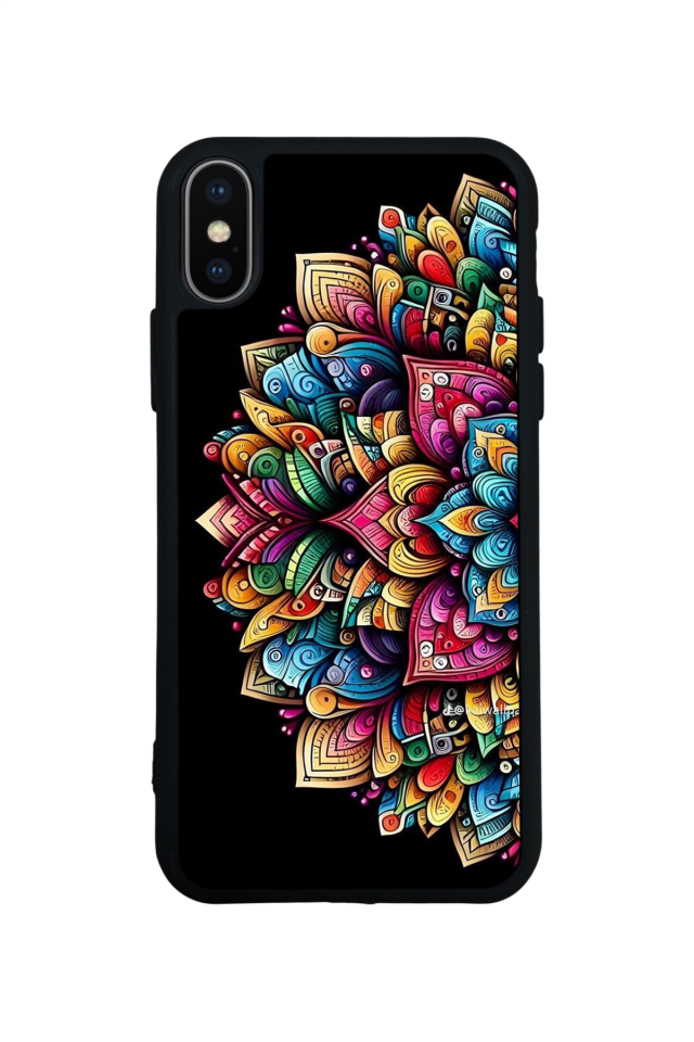 iPhone X/ XS Uyumlu Mandala Tasarımlı Glossy Premium Kılıf